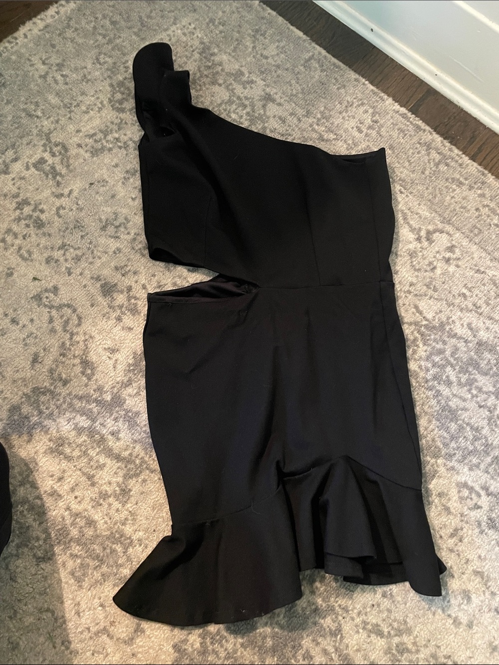 Girls Party Dress  Black One-Shoulder Ruffle Hem Dress (perfect for Mitzvah’s)